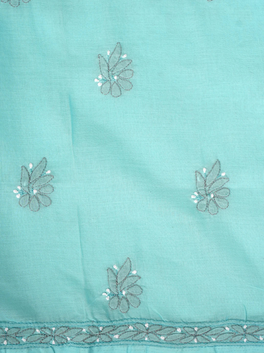 Ada Hand Embroidered Blue Cotton Lucknowi Chikankari Unstitched Suit Piece 01A882410