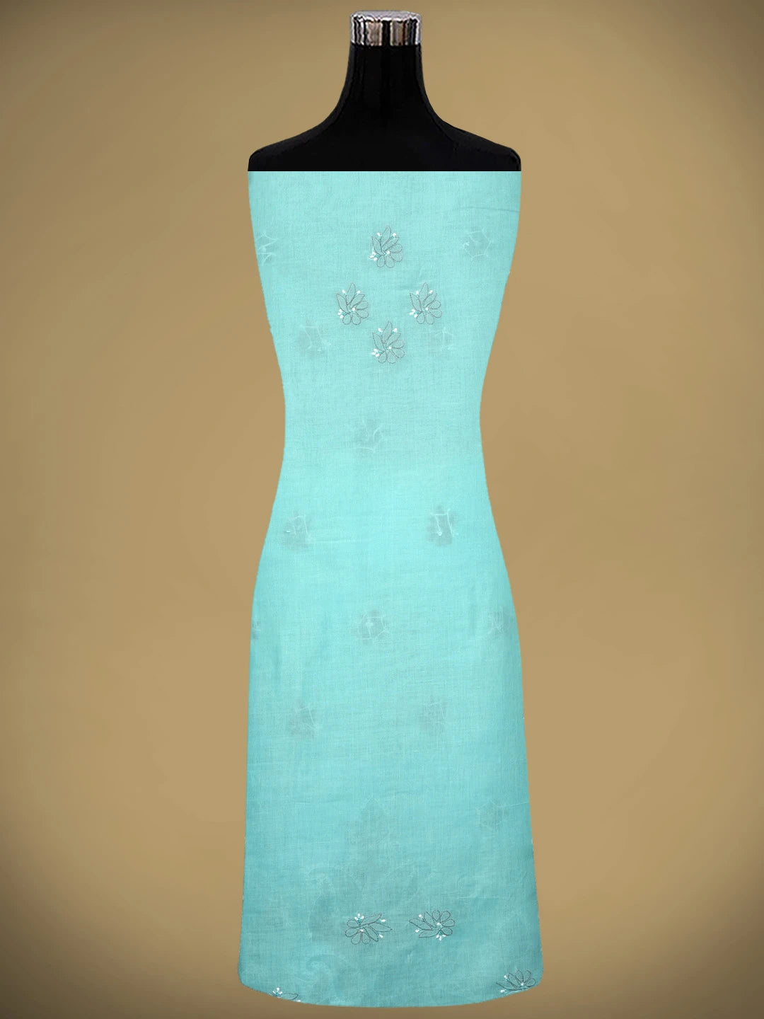 Ada Hand Embroidered Blue Cotton Lucknowi Chikankari Unstitched Suit Piece 01A882410