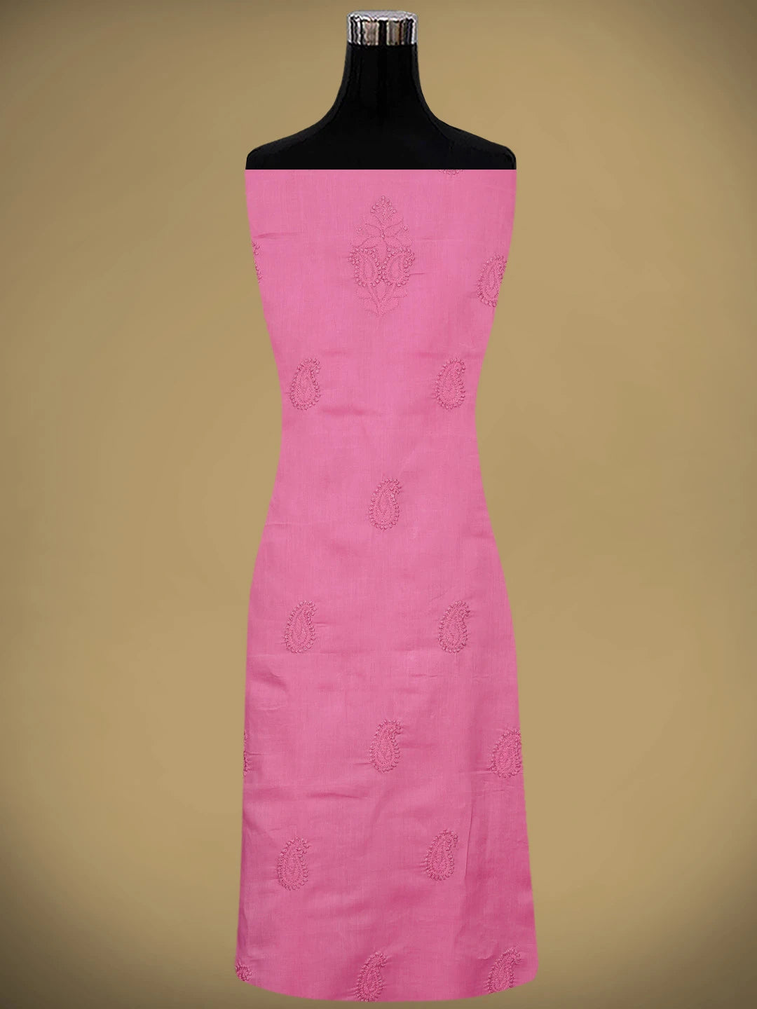 Ada Hand Embroidered  Hot Pink Cotton Lucknowi Chikankari Unstitched Suit Piece With Muqaish Work 01A692462