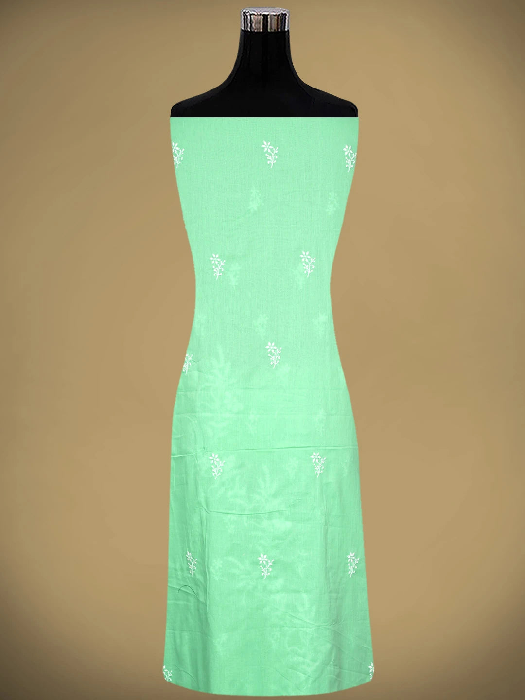 Ada Hand Embroidered Seafoam Green Cotton Lucknowi Chikankari Unstitched Kurta Dupatta Set 01A642070