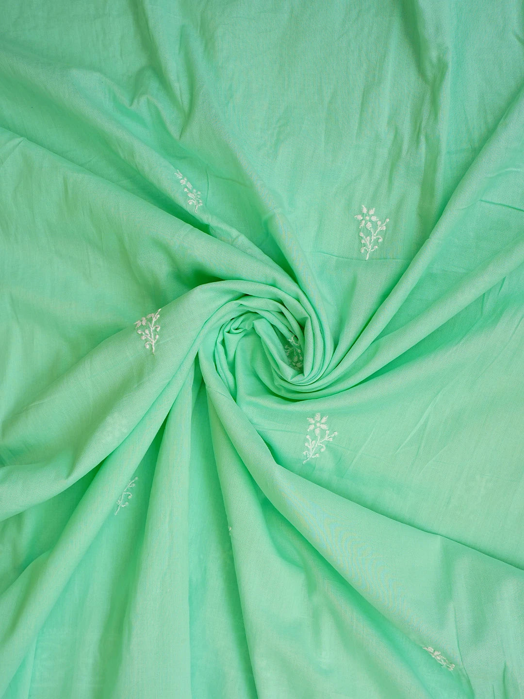 Ada Hand Embroidered Seafoam Green Cotton Lucknowi Chikankari Unstitched Kurta Dupatta Set 01A642070