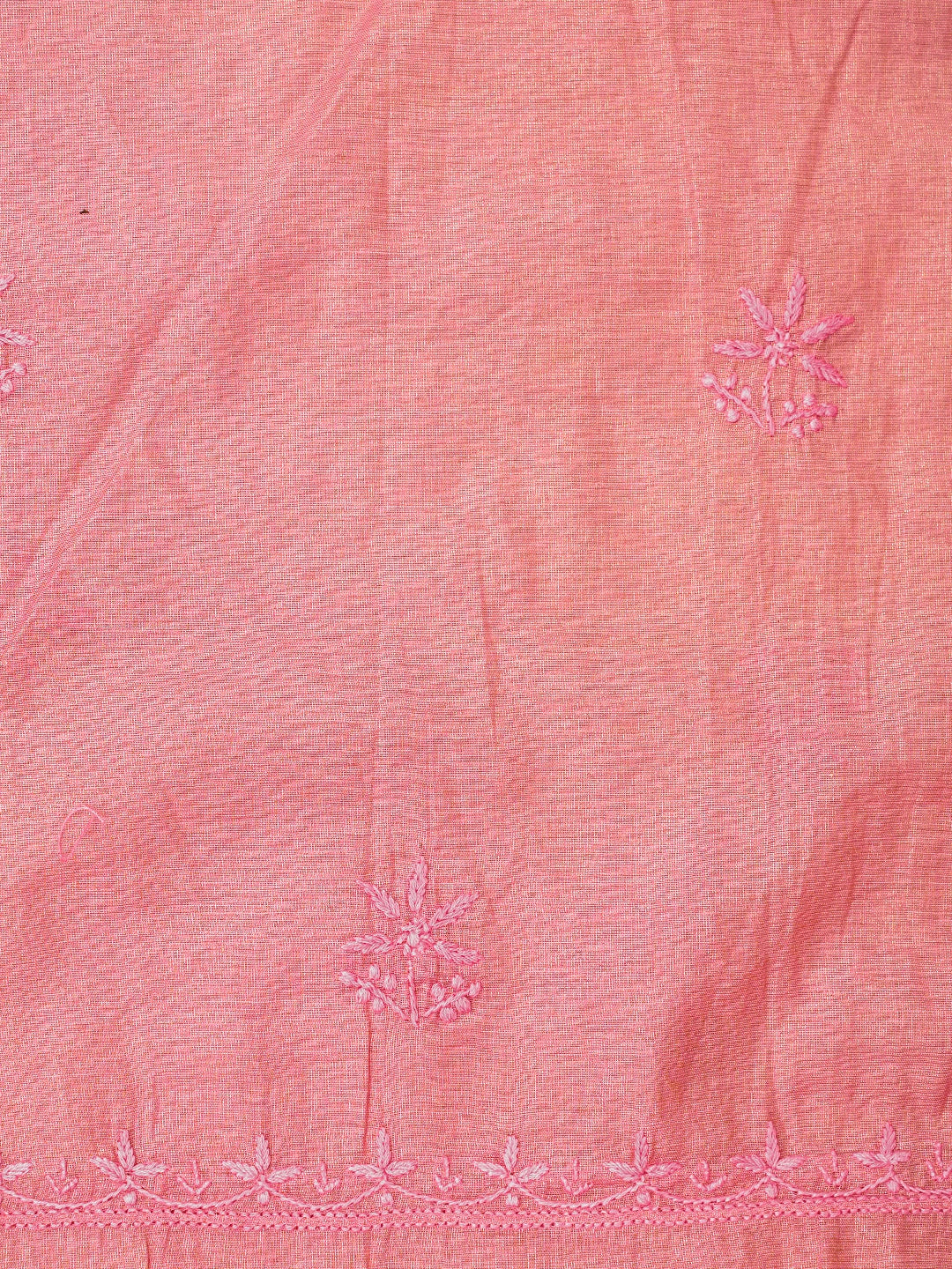 Ada Hand Embroidered Dusty Pink Tissue Lucknowi Chikankari Unstitched Kurta Dupatta Set 01A779538