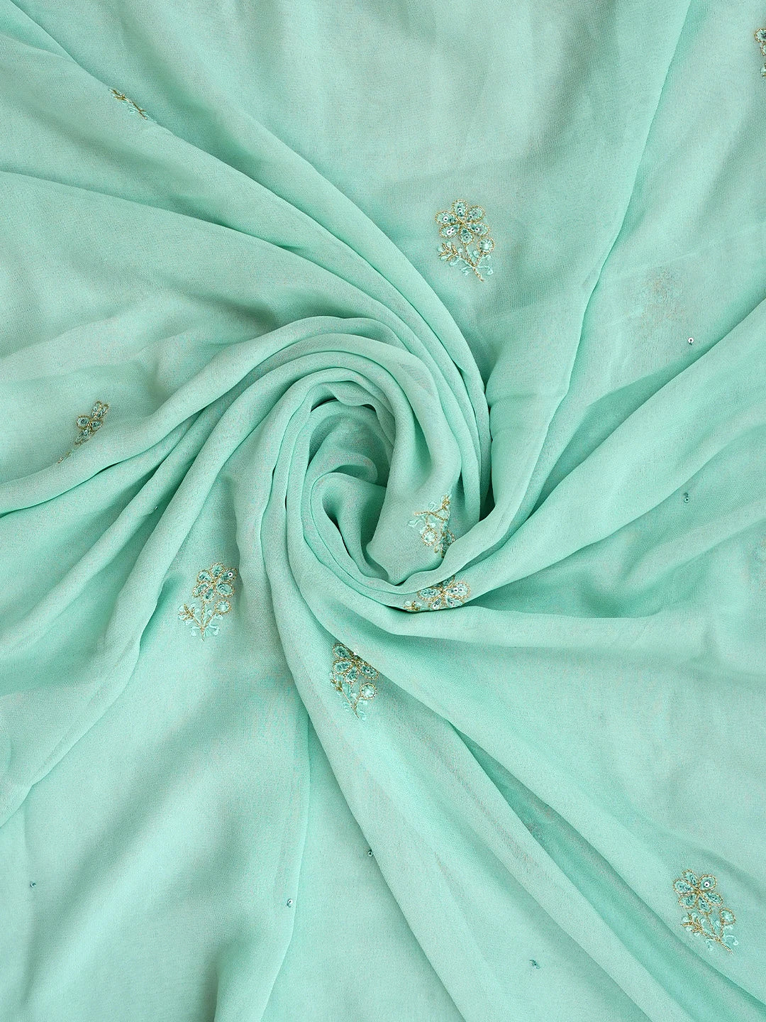 Ada Hand Embroidered Pista Green Viscose Georgette Lucknowi Chikankari Unstitched Kurta Dupatta Set With Zari Work 01A810401
