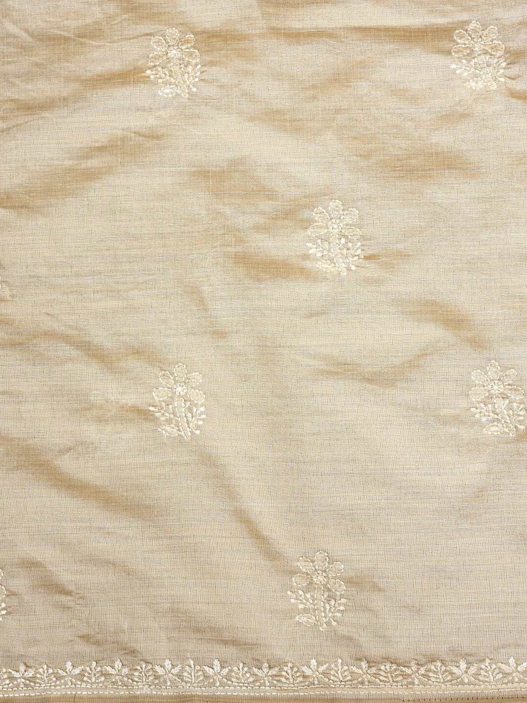 Ada Hand Embroidered Fawn Silk Lucknowi Chikankari Unstitched Kurta Dupatta Set 01A960610