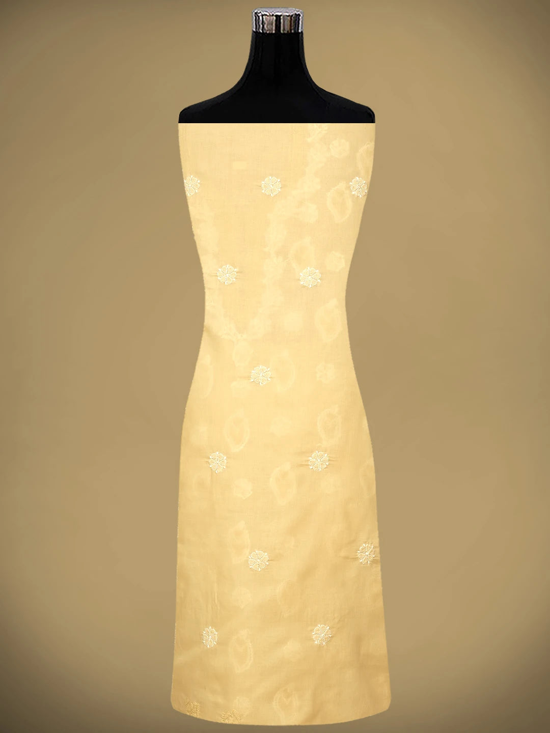 Ada Hand Embroidered Tan Brown Cotton Lucknowi Chikankari Unstitched Suit Piece 01A913520