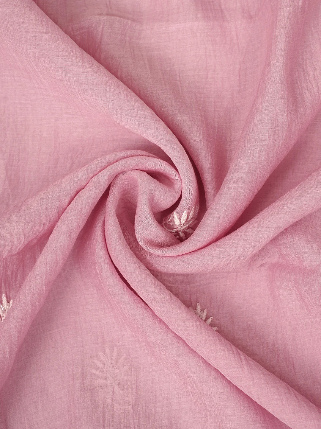 Ada Hand Embroidered Pink Chanderi Semi-Stitched Lucknowi Chikankari A-Line Kurta Dupatta Set With Cutdana Work 01A954224