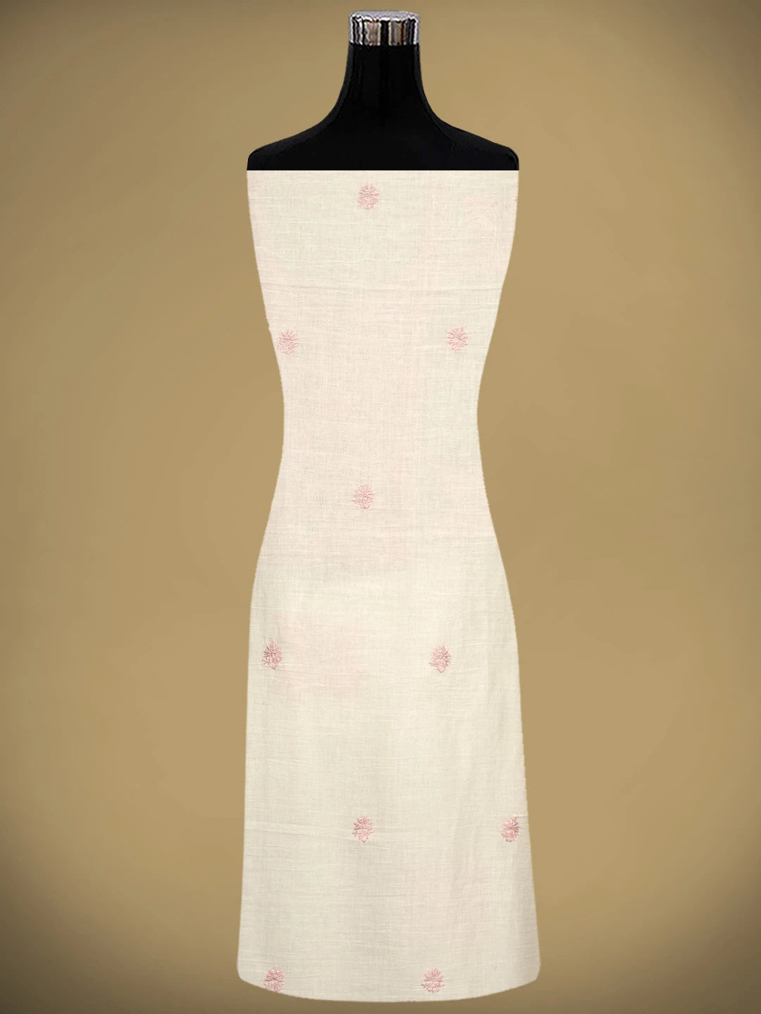 Ada Hand Embroidered Beige Cotton Lucknowi Chikankari Unstitched Kurta Dupatta Set With Cutdana Work 01A610894