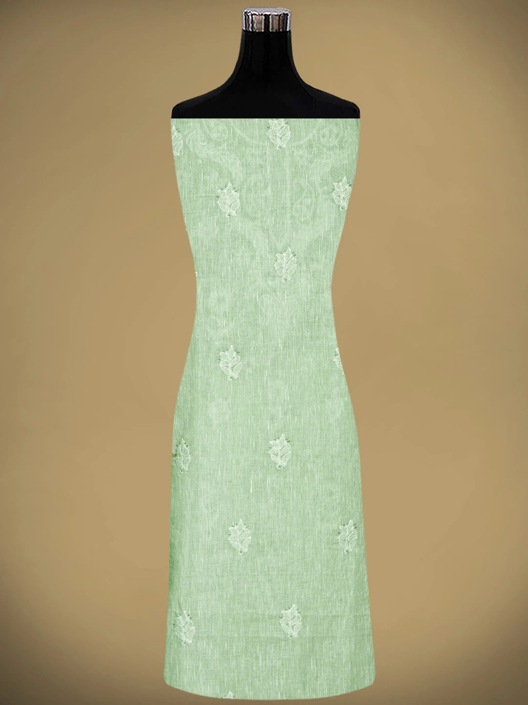 Ada Hand Embroidered Celadon Green Linen Lucknowi Chikankari Unstitched Suit Piece with Chiffon Dupatta 01A885316