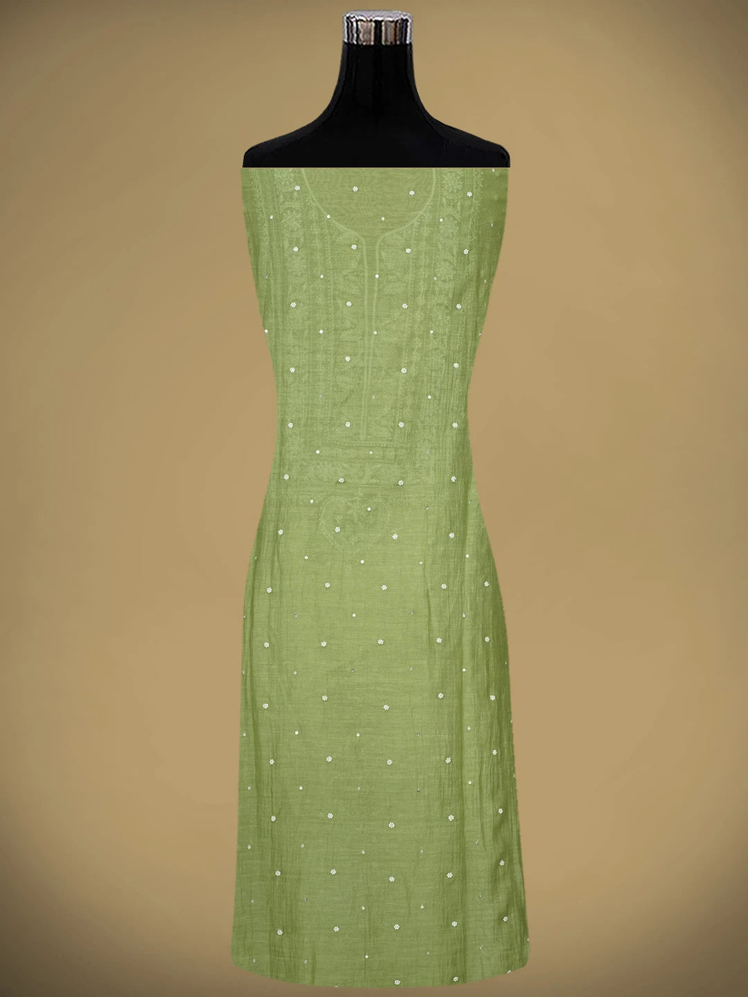 Ada Hand Embroidered Willow Green Chanderi Lucknowi Chikankari Semi-stitched Kurta Dupatta Set With Cutdana Work 01A969432