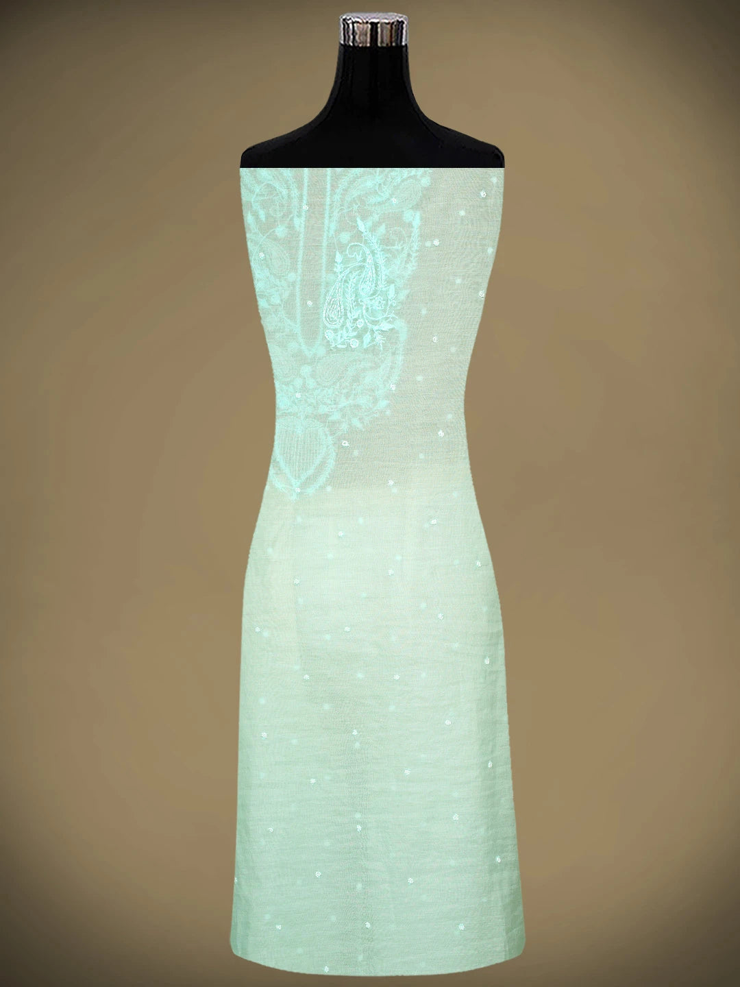 Ada Hand Embroidered Sky Blue Chanderi Lucknowi Chikankari Unstitched Kurta Dupatta Set With Cutdana Work 01A972773