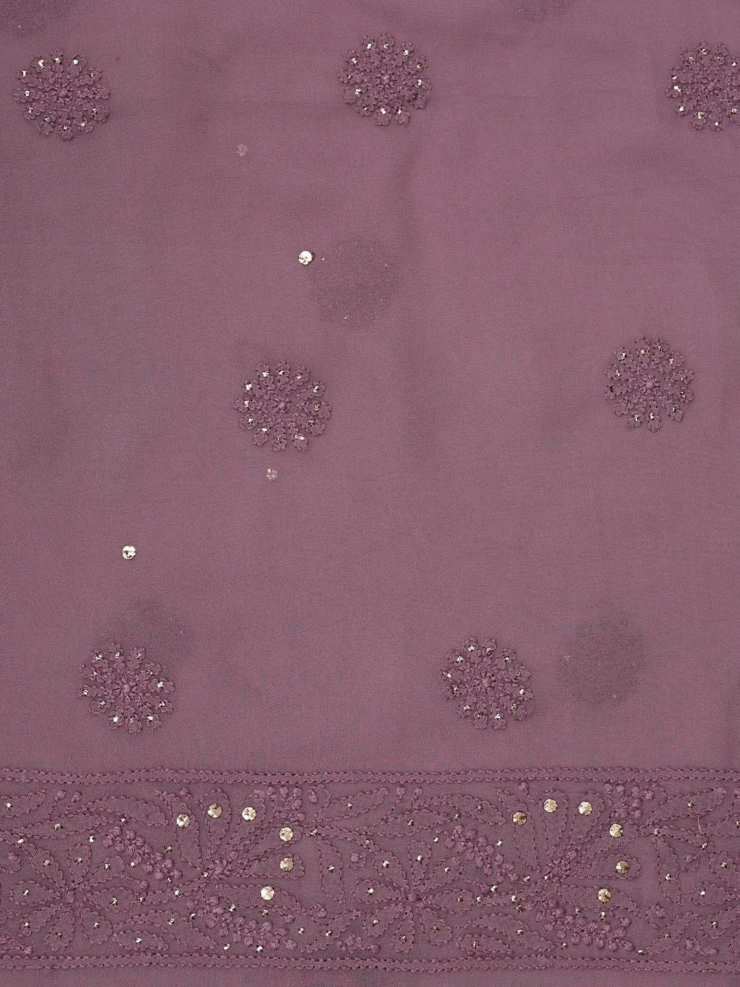 Ada Hand Embroidered Onion Pink Viscose Georgette Lucknowi Chikankari Unstitched Kurta Dupatta Set With Mukaish/Muqaish Work 01A967034