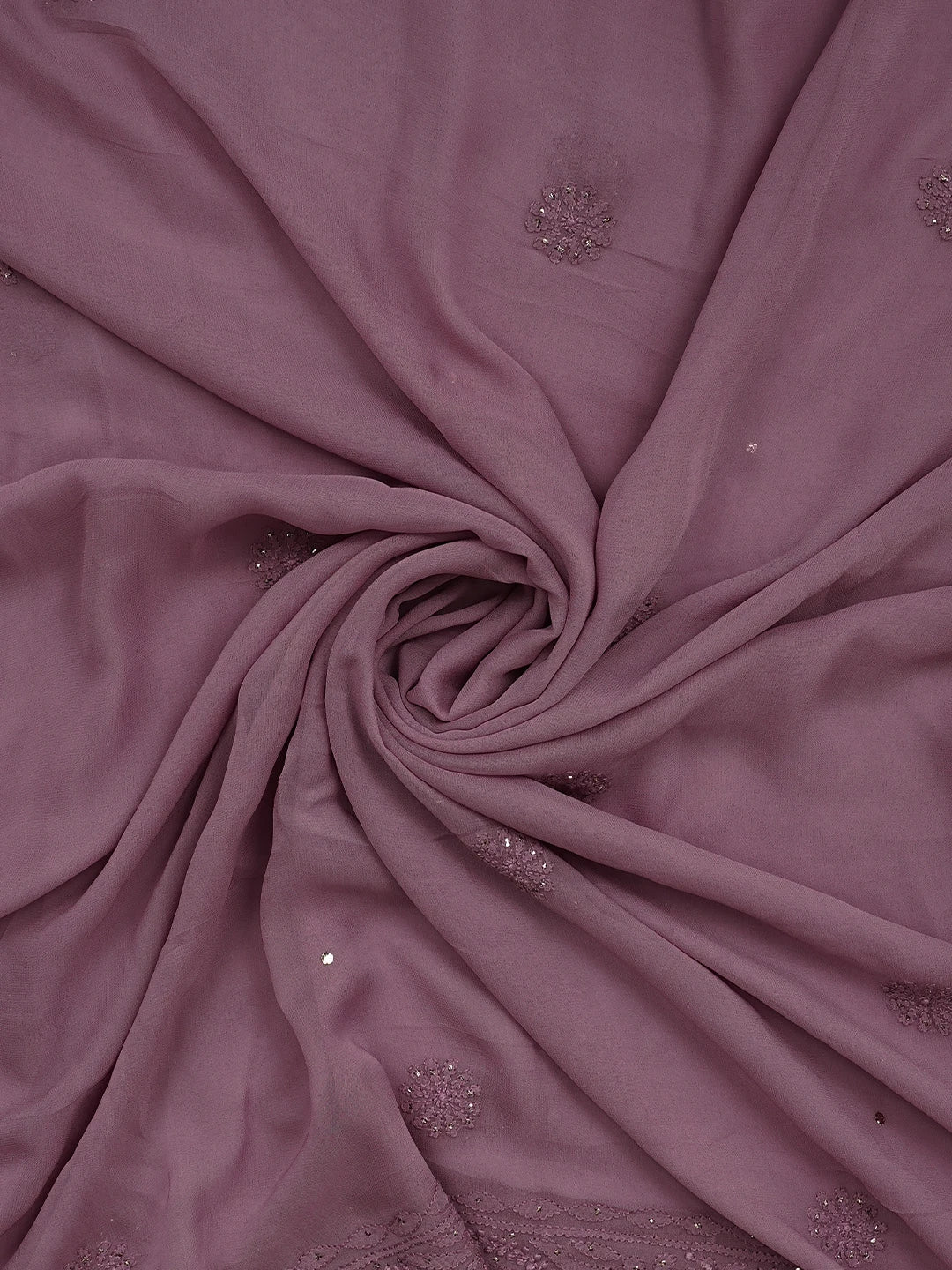 Ada Hand Embroidered Onion Pink Viscose Georgette Lucknowi Chikankari Unstitched Kurta Dupatta Set With Mukaish/Muqaish Work 01A967034