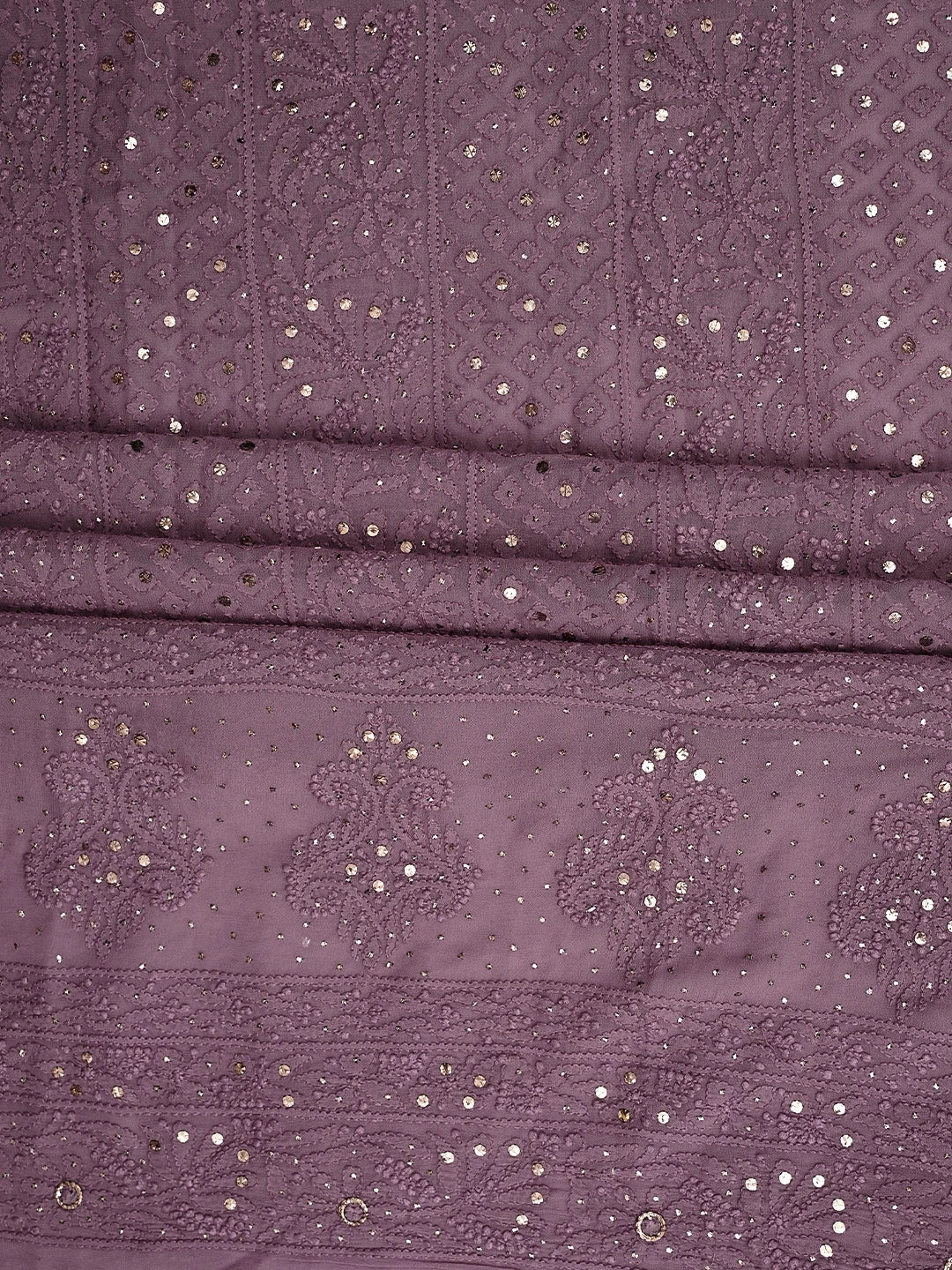 Ada Hand Embroidered Onion Pink Viscose Georgette Lucknowi Chikankari Unstitched Kurta Dupatta Set With Mukaish/Muqaish Work 01A967034