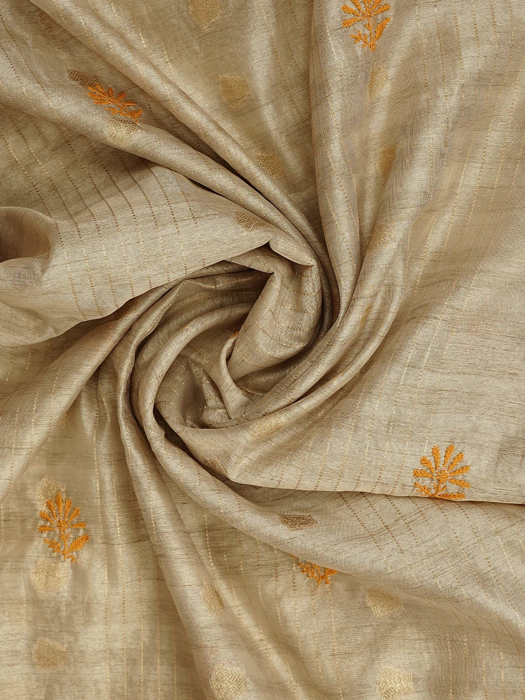 Ada Hand Embroidered Fawn Silk Lucknowi Chikankari Unstitched Kurta Dupatta Set 01A958725
