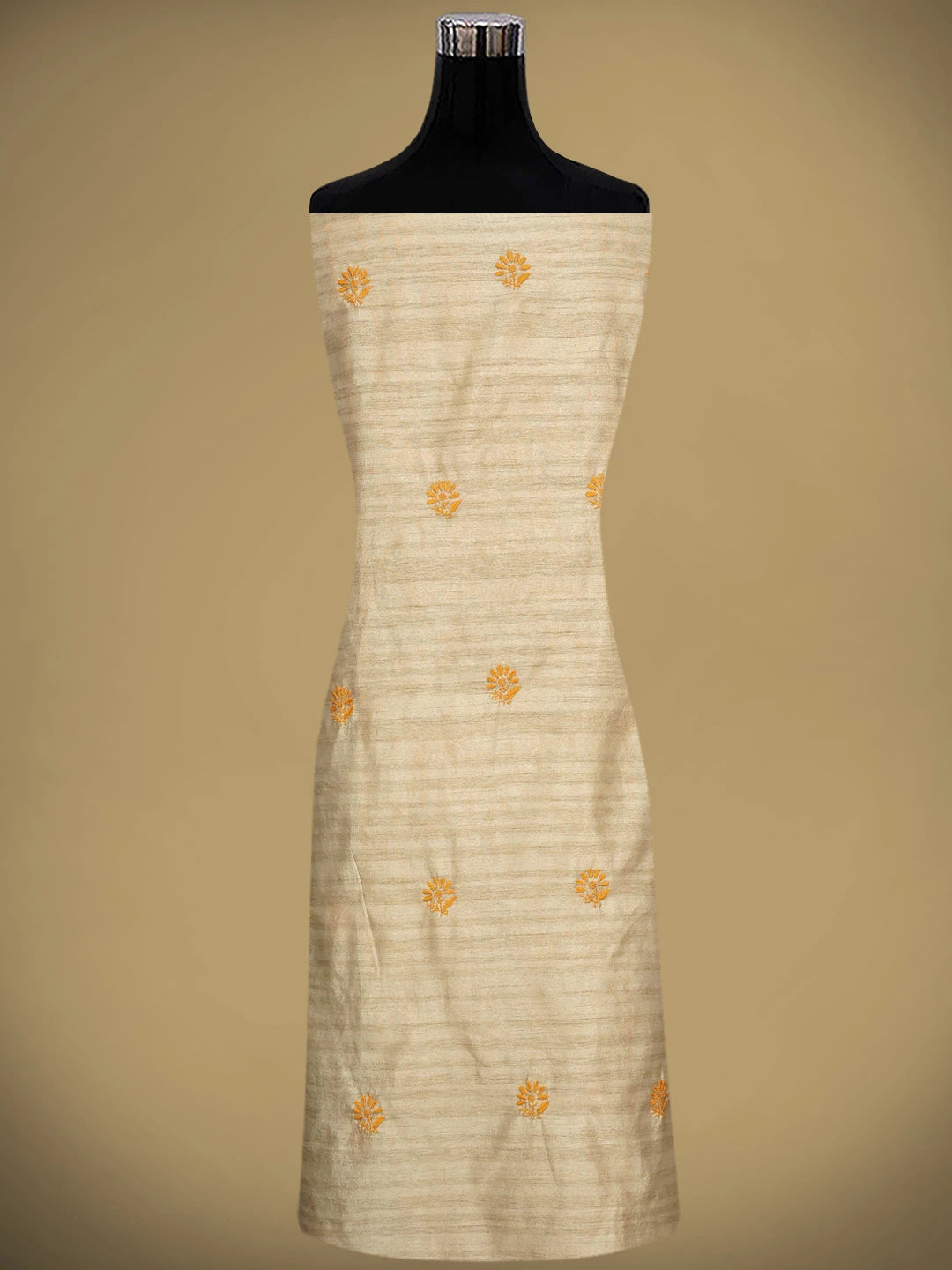 Ada Hand Embroidered Fawn Silk Lucknowi Chikankari Unstitched Kurta Dupatta Set 01A958725