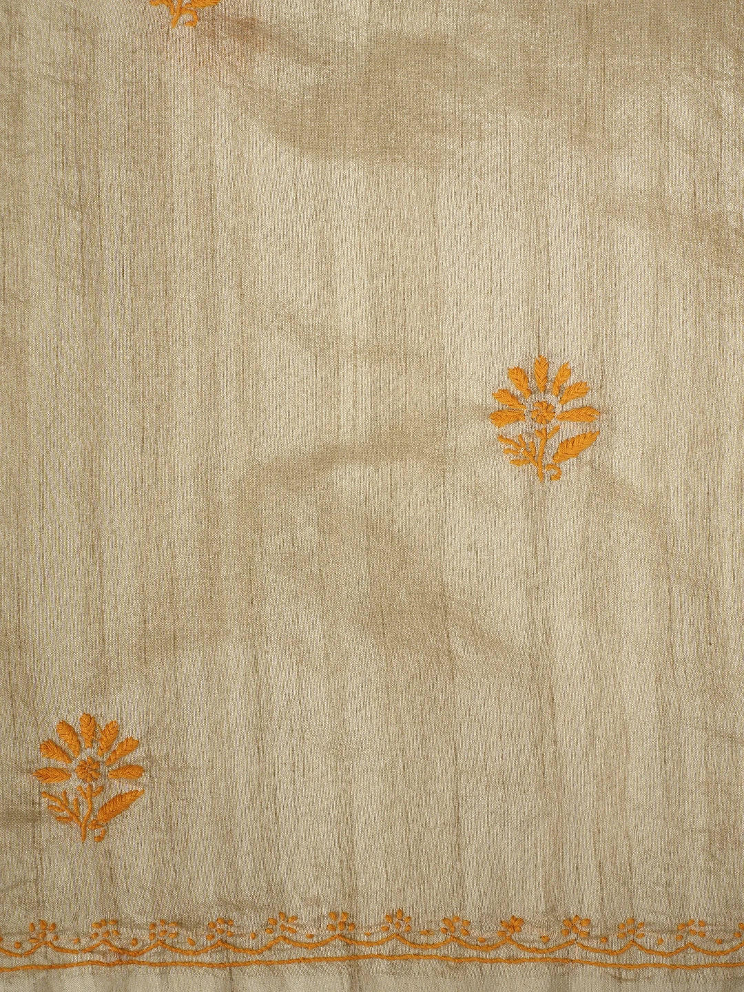 Ada Hand Embroidered Fawn Silk Lucknowi Chikankari Unstitched Kurta Dupatta Set 01A958725