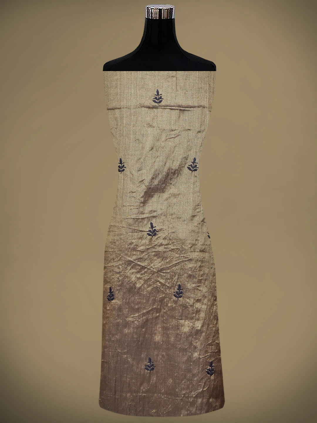 Ada Hand Embroidered Cedar Brown Tissue Lucknowi Chikankari Unstitched Kurta Dupatta Set 01A948057