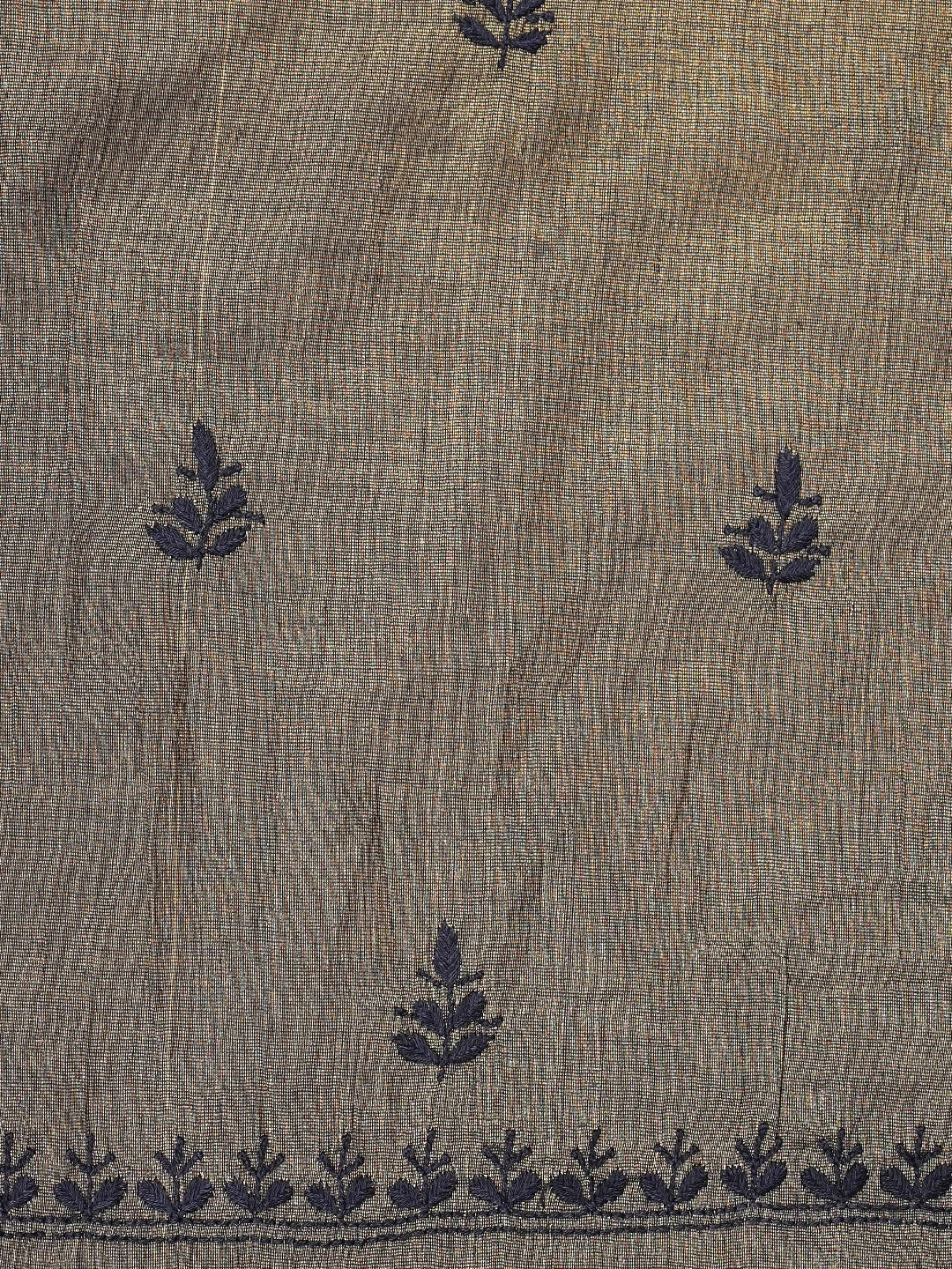 Ada Hand Embroidered Cedar Brown Tissue Lucknowi Chikankari Unstitched Kurta Dupatta Set 01A948057