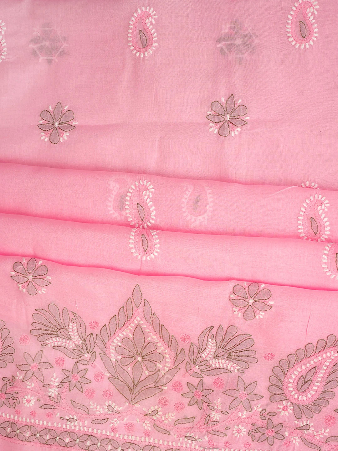 Ada Hand Embroidered Pink Cotton Lucknowi Chikankari Unstitched Suit Piece 01A882299