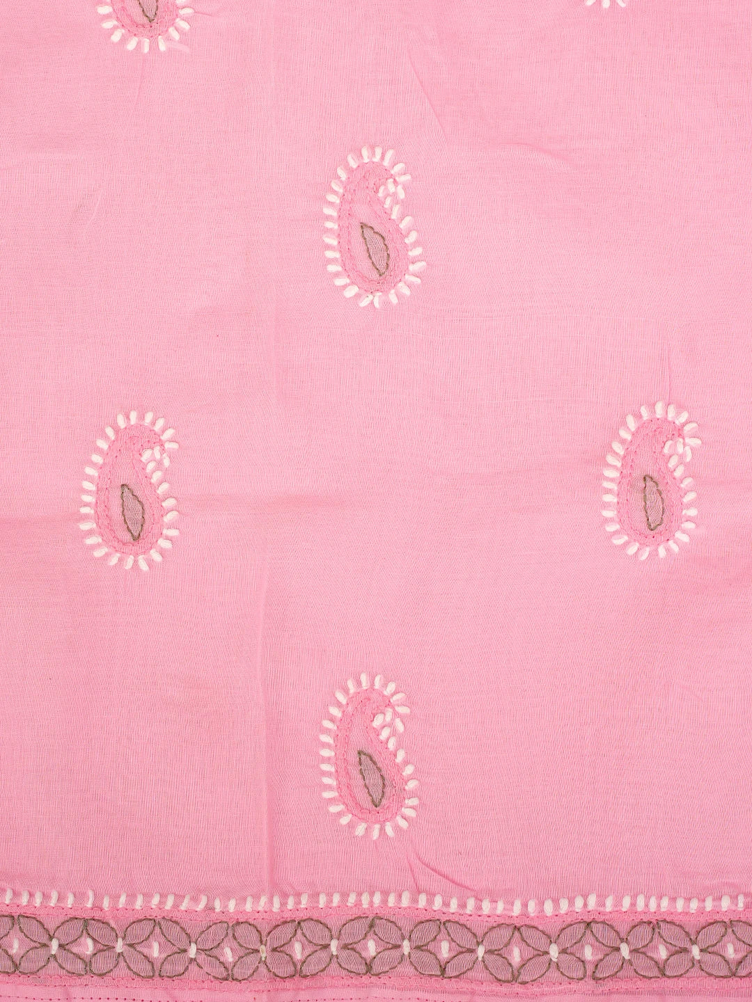 Ada Hand Embroidered Pink Cotton Lucknowi Chikankari Unstitched Suit Piece 01A882299