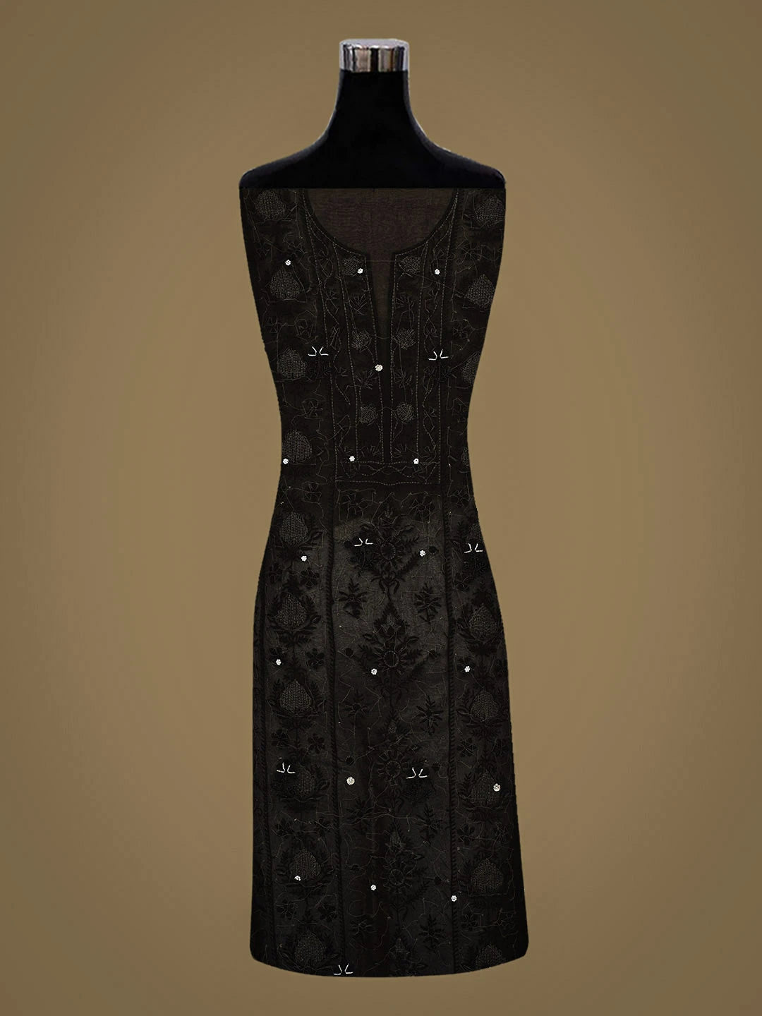Ada Hand Embroidered Black Organza Lucknowi Chikankari Unstitched Kurta Dupatta Set With Sequinned Work 01A963487