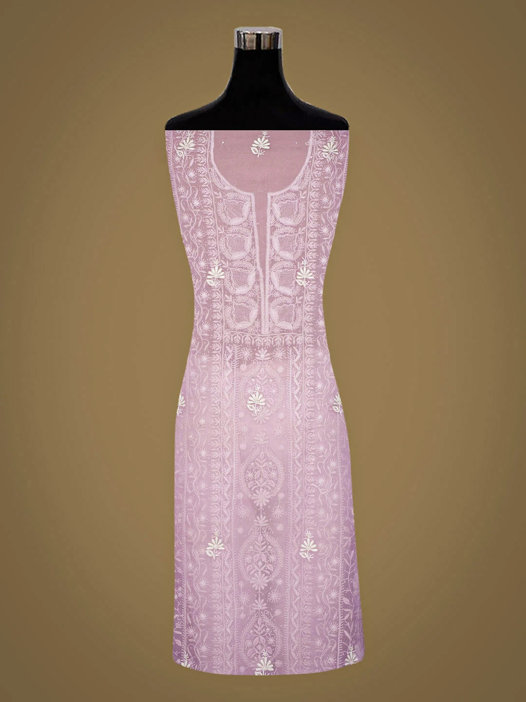 Ada Hand Embroidered Mauve Organza Lucknowi Chikankari Unstitched Kurta Dupatta Set With Cutdana Work 01A936292
