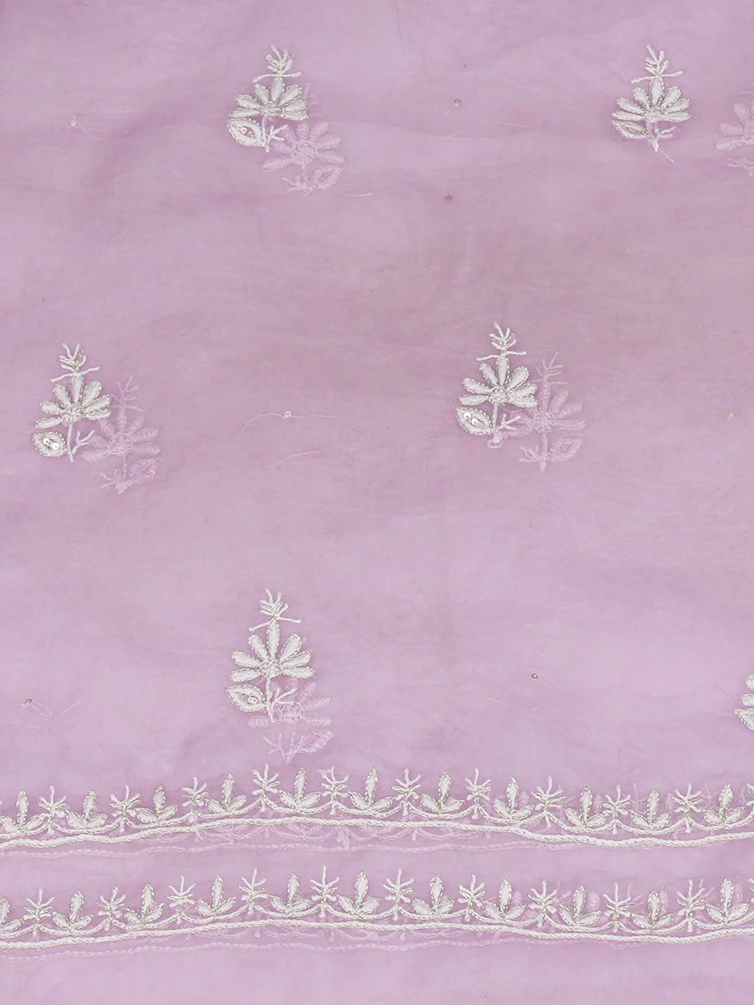 Ada Hand Embroidered Mauve Organza Lucknowi Chikankari Unstitched Kurta Dupatta Set With Cutdana Work 01A936292