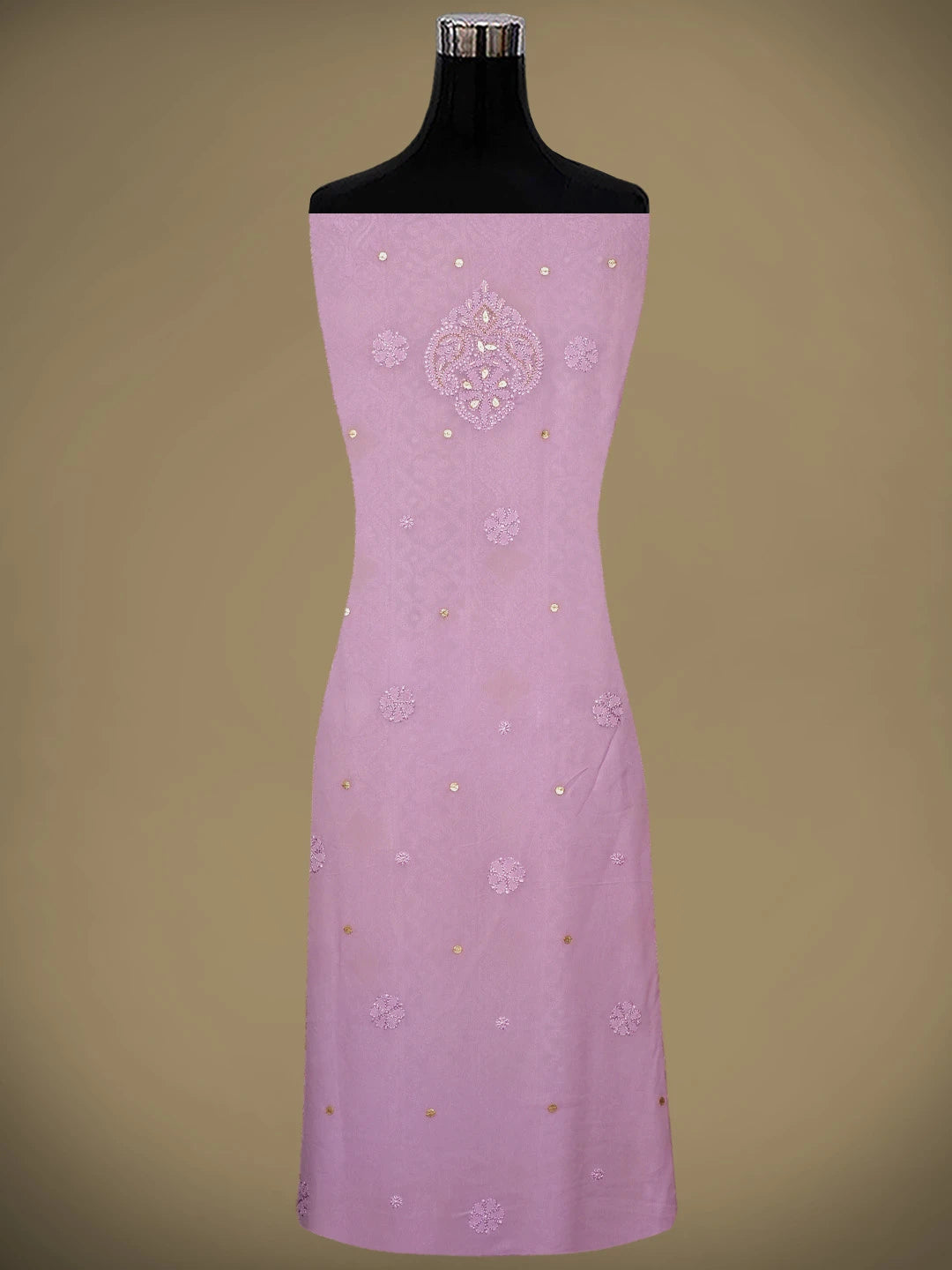 Ada Hand Embroidered Mauve Viscose Georgette Lucknowi Chikankari Unstitched Kurta Dupatta Set With Gota Patti Work 01A962467