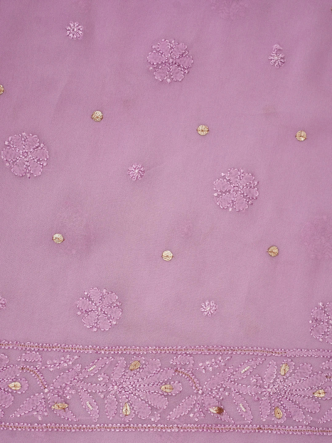 Ada Hand Embroidered Mauve Viscose Georgette Lucknowi Chikankari Unstitched Kurta Dupatta Set With Gota Patti Work 01A962467