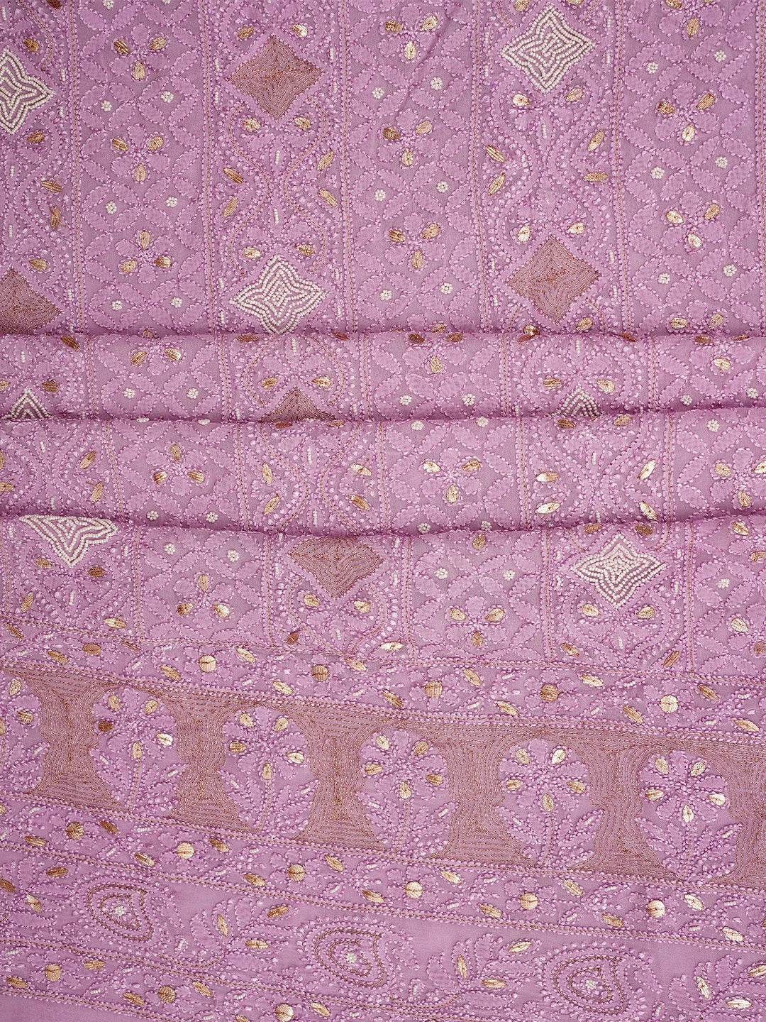 Ada Hand Embroidered Mauve Viscose Georgette Lucknowi Chikankari Unstitched Kurta Dupatta Set With Gota Patti Work 01A962467
