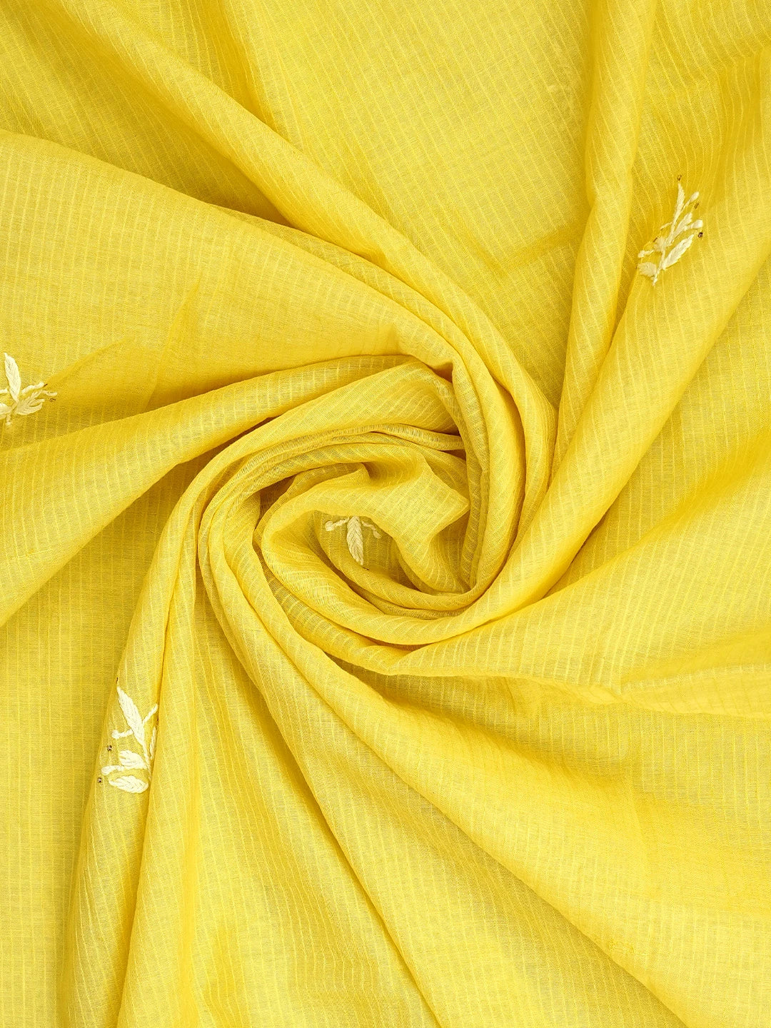 Ada Hand Embroidered Mustard Yellow Chanderi Semi-Stitched Lucknowi Chikankari A-Line Kurta Dupatta Set With Mukaish Work 01A814631