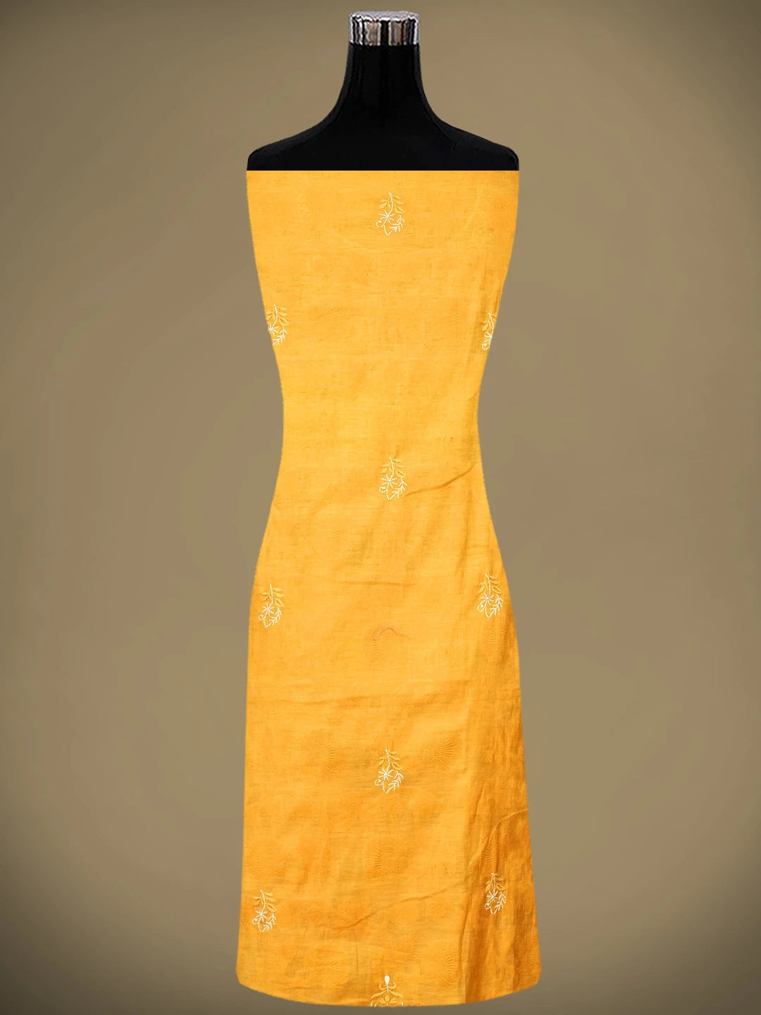 Ada Hand Embroidered Cadmium Orange Silk Lucknowi Chikankari Unstitched  Suit Piece 01A225758