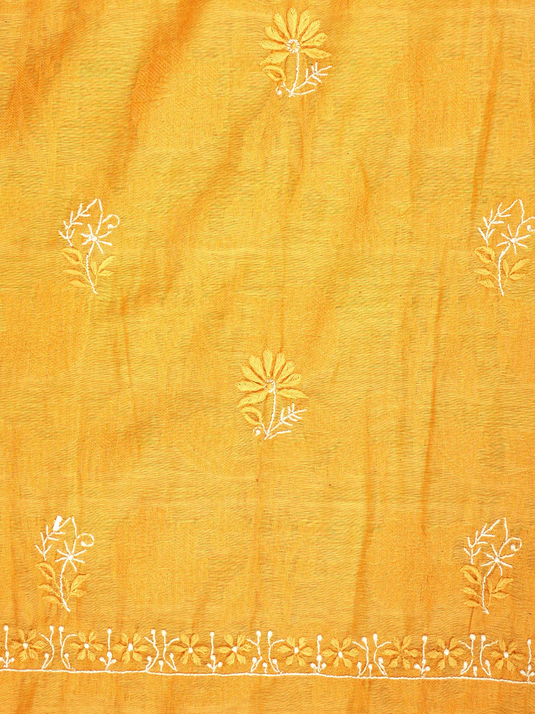 Ada Hand Embroidered Cadmium Orange Silk Lucknowi Chikankari Unstitched  Suit Piece 01A225758