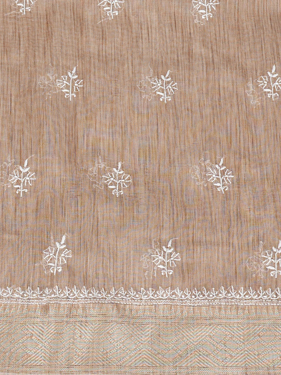 Ada Hand Embroidered Fawn Tissue Lucknowi Chikankari Unstitched Kurta Dupatta Set 01A974685