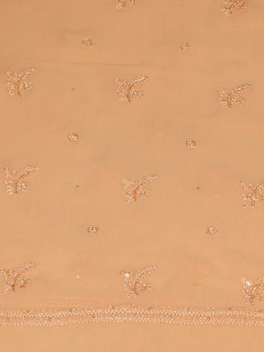 Ada Hand Embroidered Peach Viscose Georgette Lucknowi Chikankari Unstitched Suit Piece With Cutdana Work 01A922565
