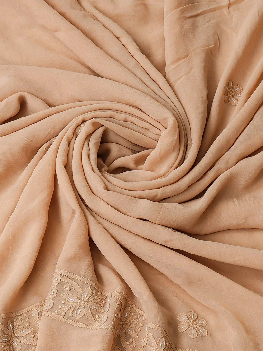 Ada Hand Embroidered Brown Viscose Georgette Lucknowi Chikankari Unstitched Kurta Dupatta Set With Cutdana Work 01A957830
