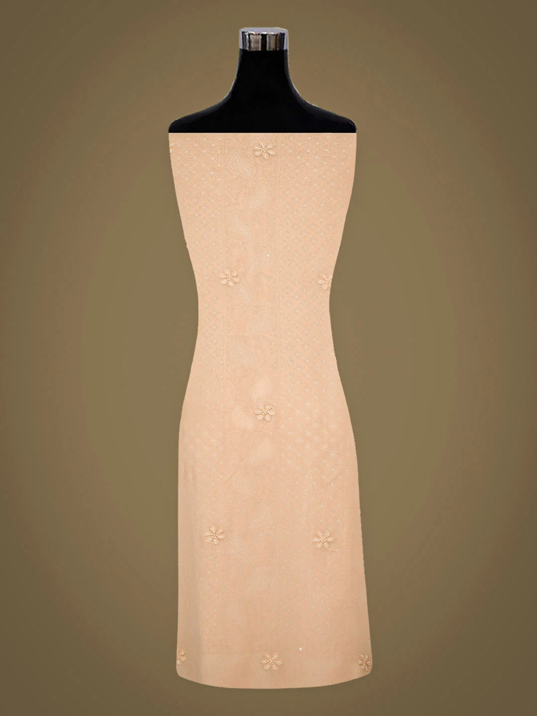 Ada Hand Embroidered Brown Viscose Georgette Lucknowi Chikankari Unstitched Kurta Dupatta Set With Cutdana Work 01A957830