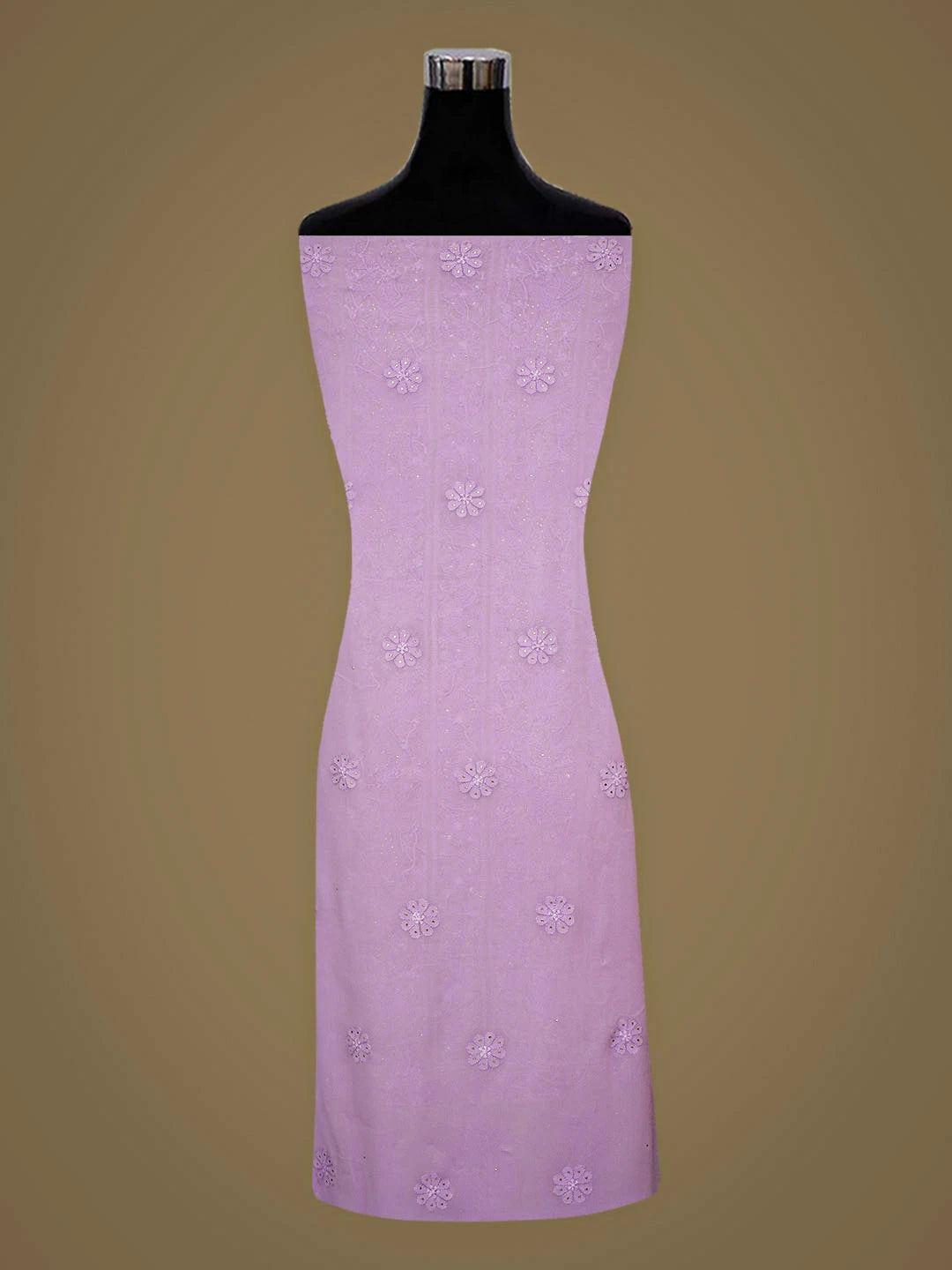 Ada Hand Embroidered Lavender Viscose Georgette Lucknowi Chikankari Unstitched Kurta Dupatta Set With Muqaish/Mukaish Work 01A967042