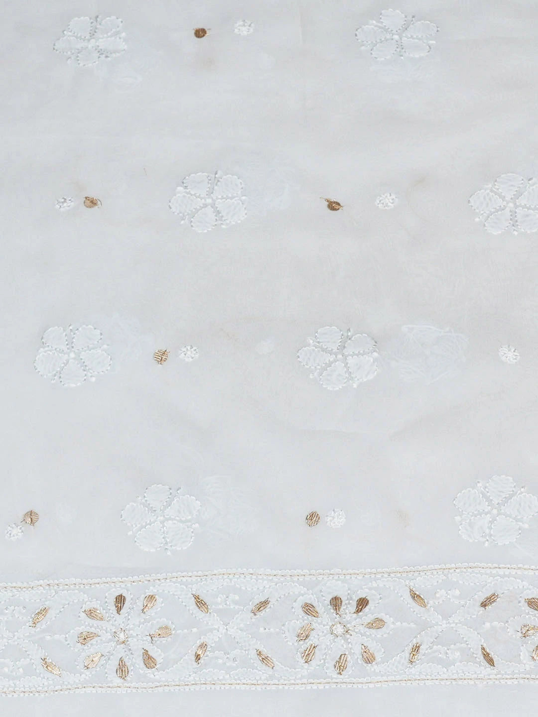 Ada Hand Embroidered Light Blue Viscose Georgette Lucknowi Chikankari Unstitched Kurta Dupatta Set With Gota Patti Work 01A962555