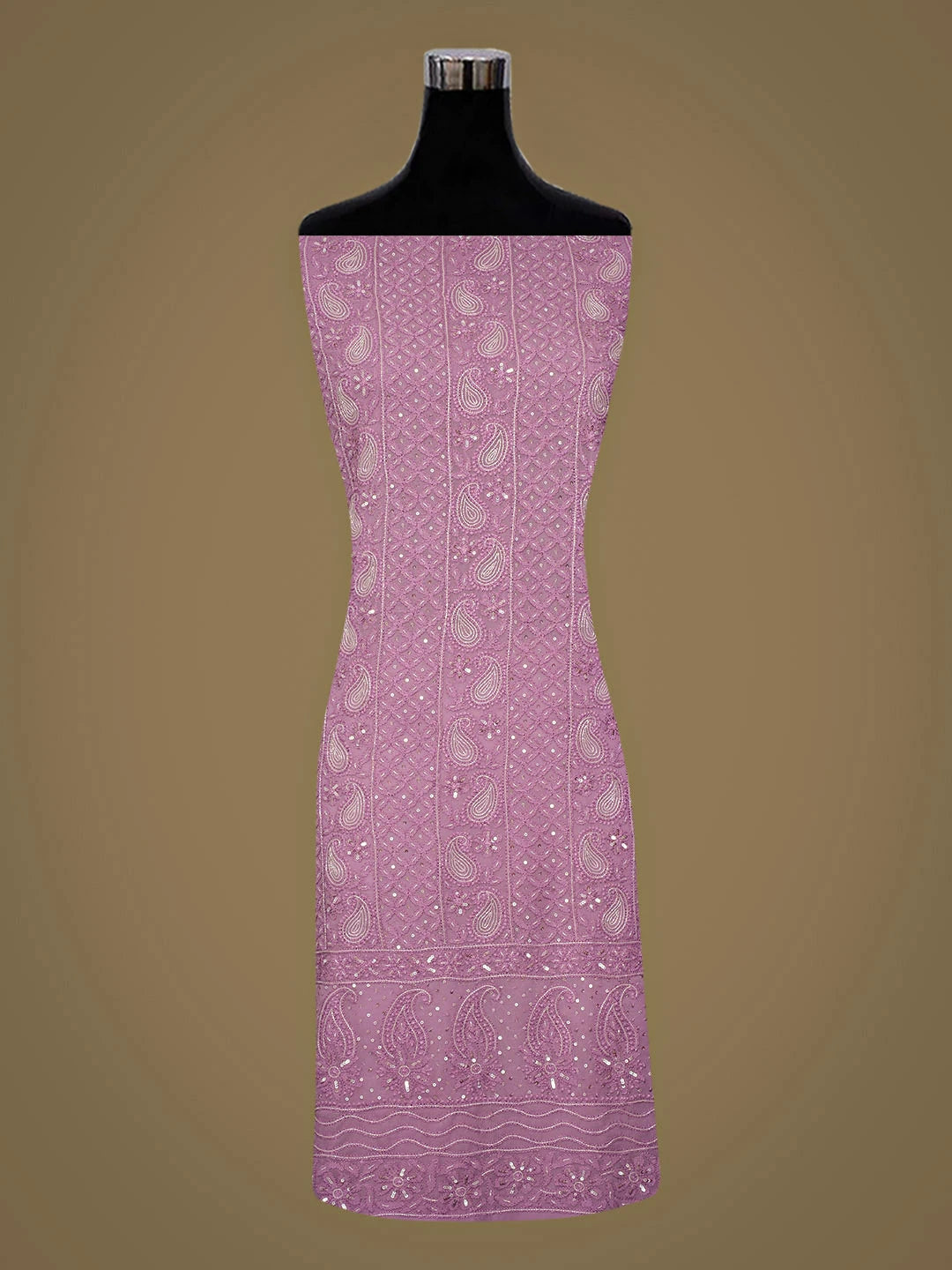 Ada Hand Embroidered Mauve Viscose Georgette Lucknowi Chikankari Unstitched Kurta Dupatta Set With Cutdana Work 01A884311