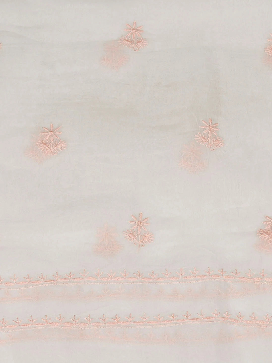 Ada Hand Embroidered White Organza Lucknowi Chikankari Unstitched Kurta Dupatta Set 01A919837