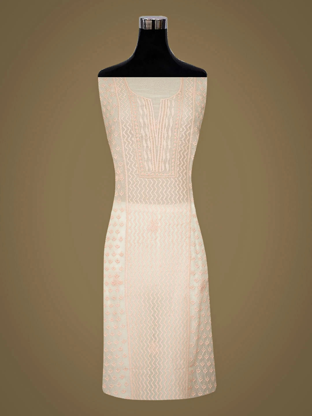 Ada Hand Embroidered White Organza Lucknowi Chikankari Unstitched Kurta Dupatta Set 01A919837