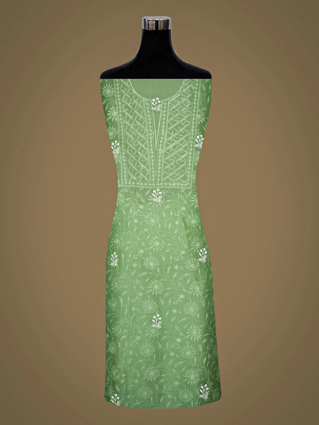 Ada Hand Embroidered Green Organza Lucknowi Chikankari Unstitched Kurta Dupatta Set 01A919842