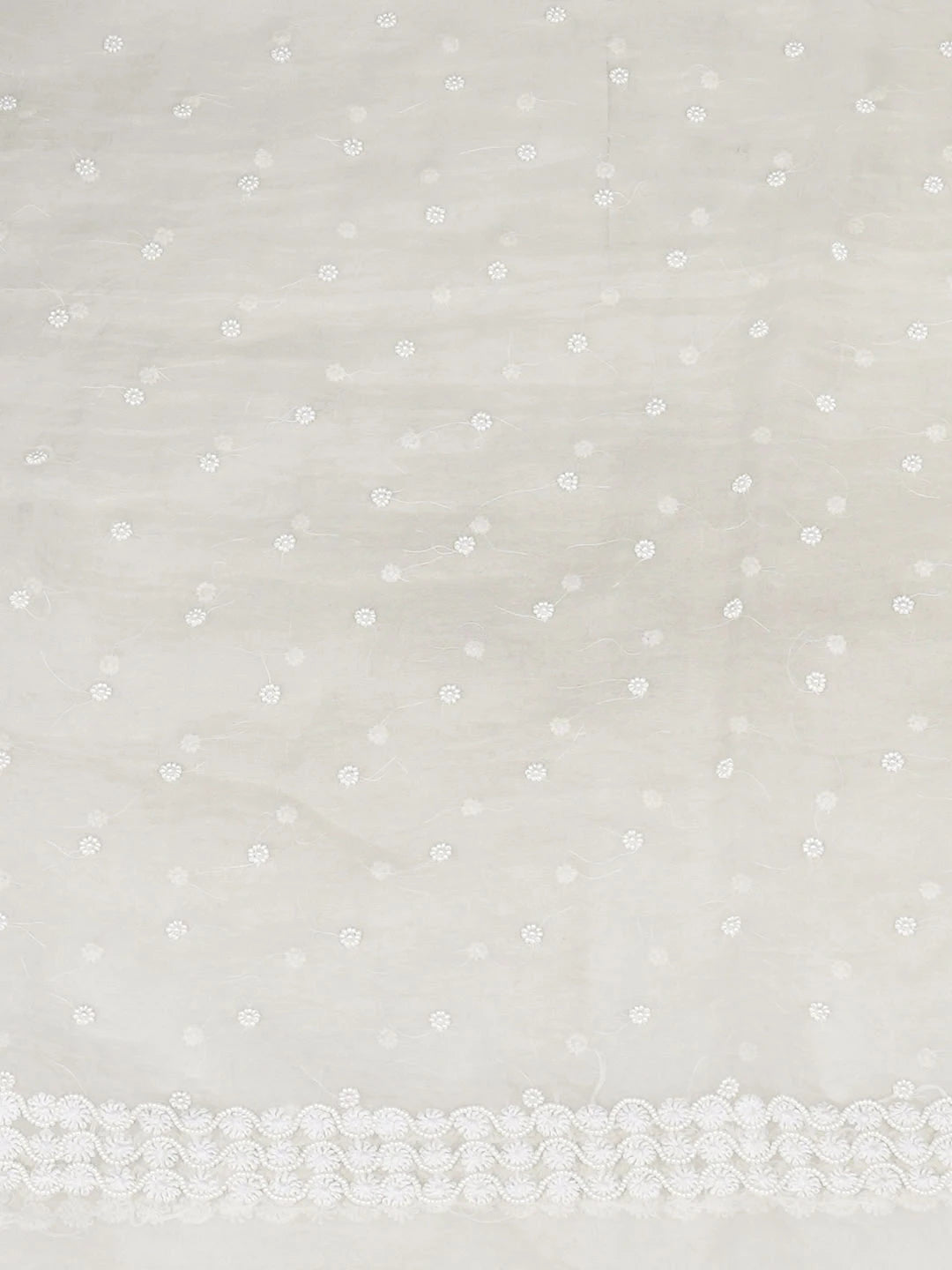 Ada Hand Embroidered White Organza Lucknowi Chikankari Unstitched Kurta Dupatta Set With Pearl Work 01A758071