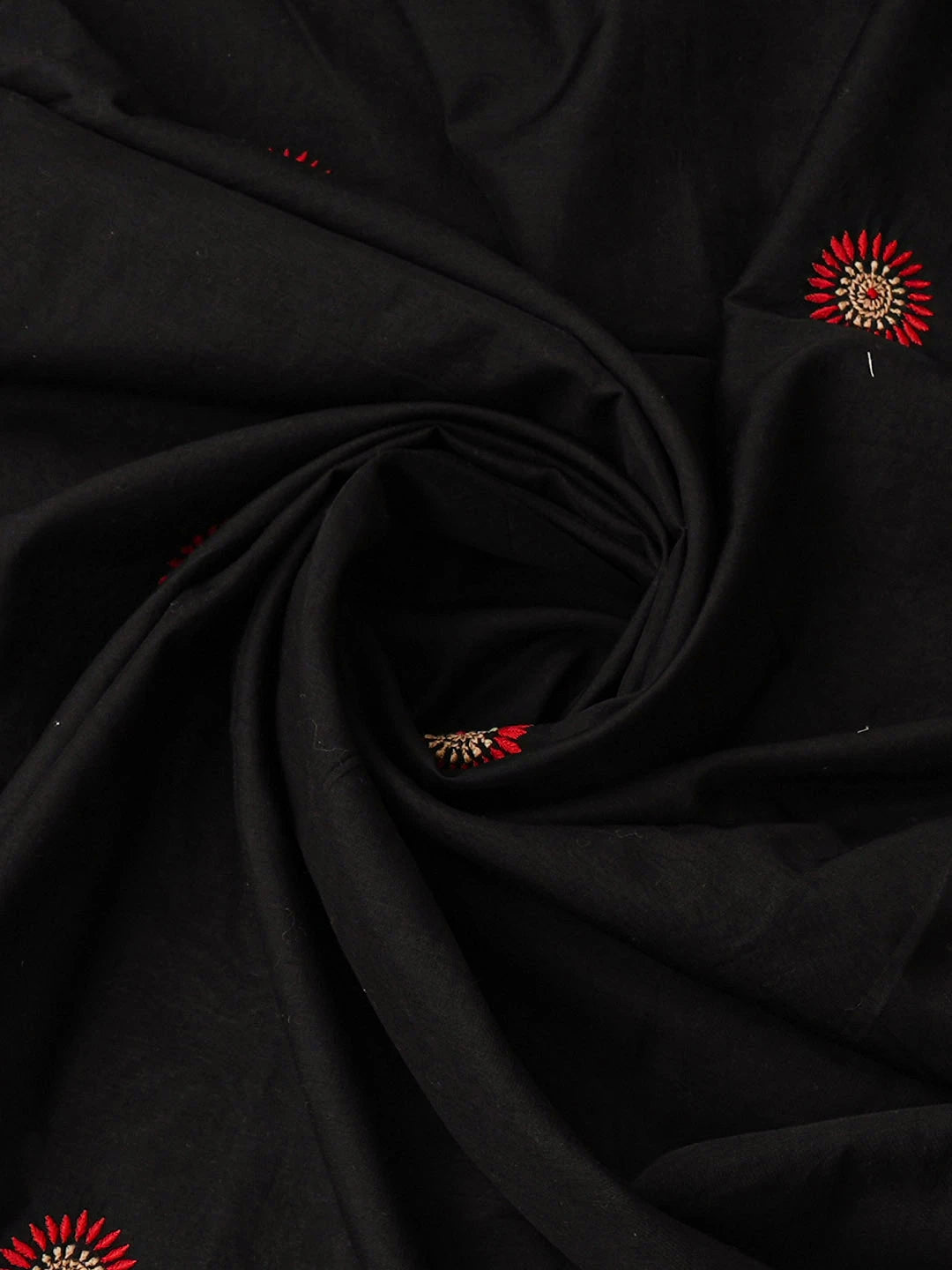 Ada Hand Embroidered Black Chanderi Lucknowi Chikankari Unstitched Kurta Dupatta Set 01A948898