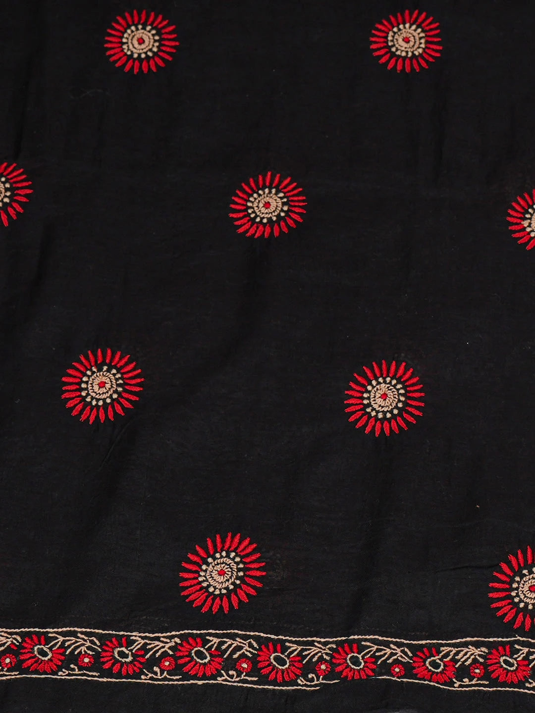 Ada Hand Embroidered Black Chanderi Lucknowi Chikankari Unstitched Kurta Dupatta Set 01A948898