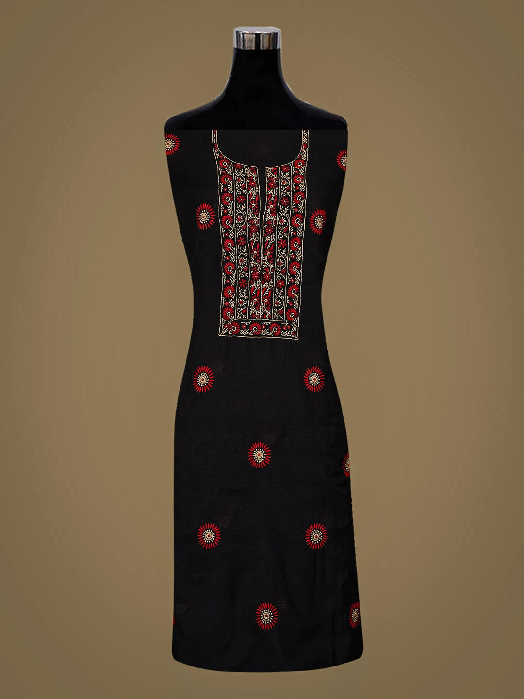 Ada Hand Embroidered Black Chanderi Lucknowi Chikankari Unstitched Kurta Dupatta Set 01A948898