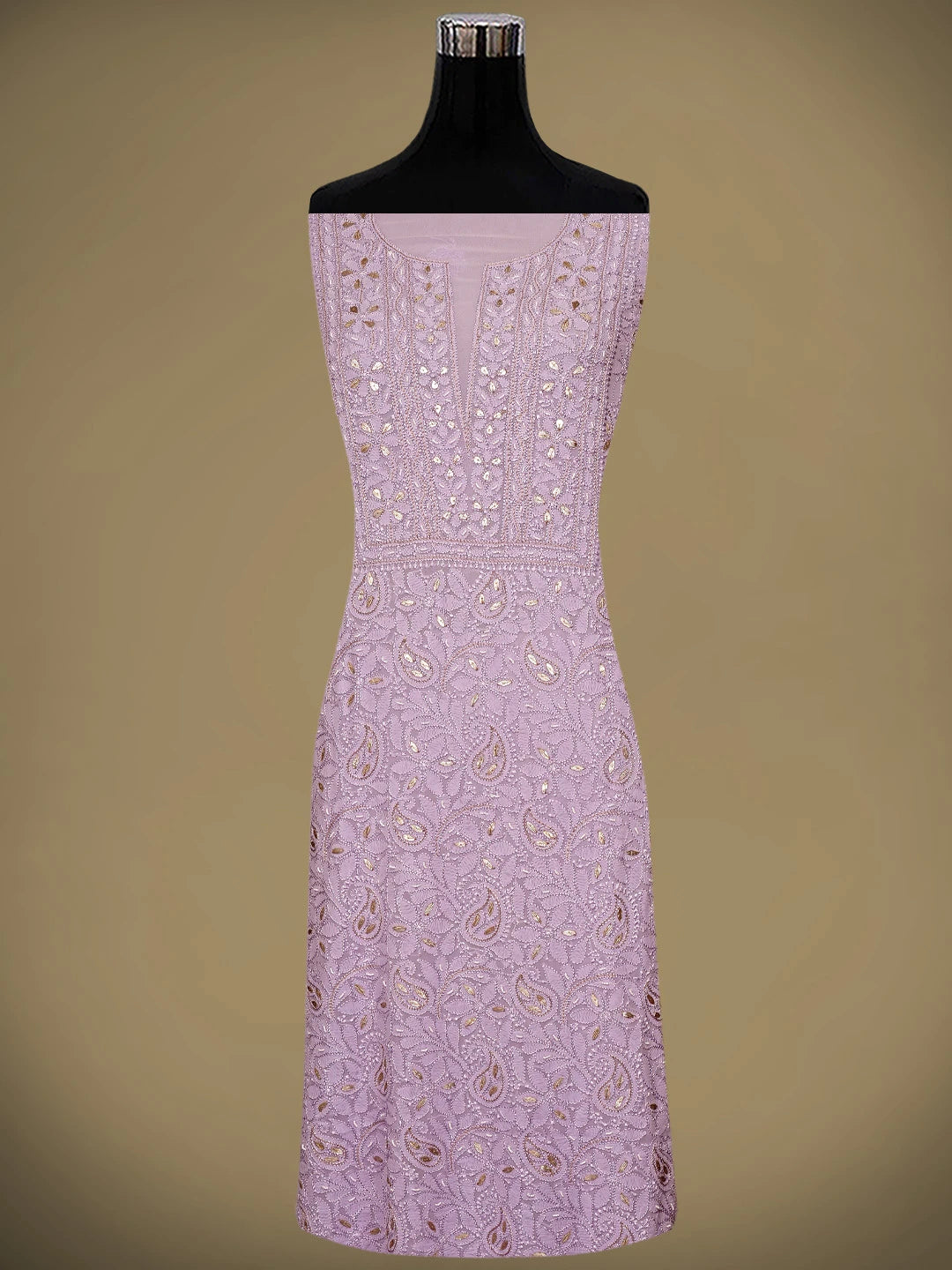 Ada Hand Embroidered Lavender Viscose Georgette Lucknowi Chikankari Unstitched Kurta Dupatta Set With Gota Patti Work 01A962473