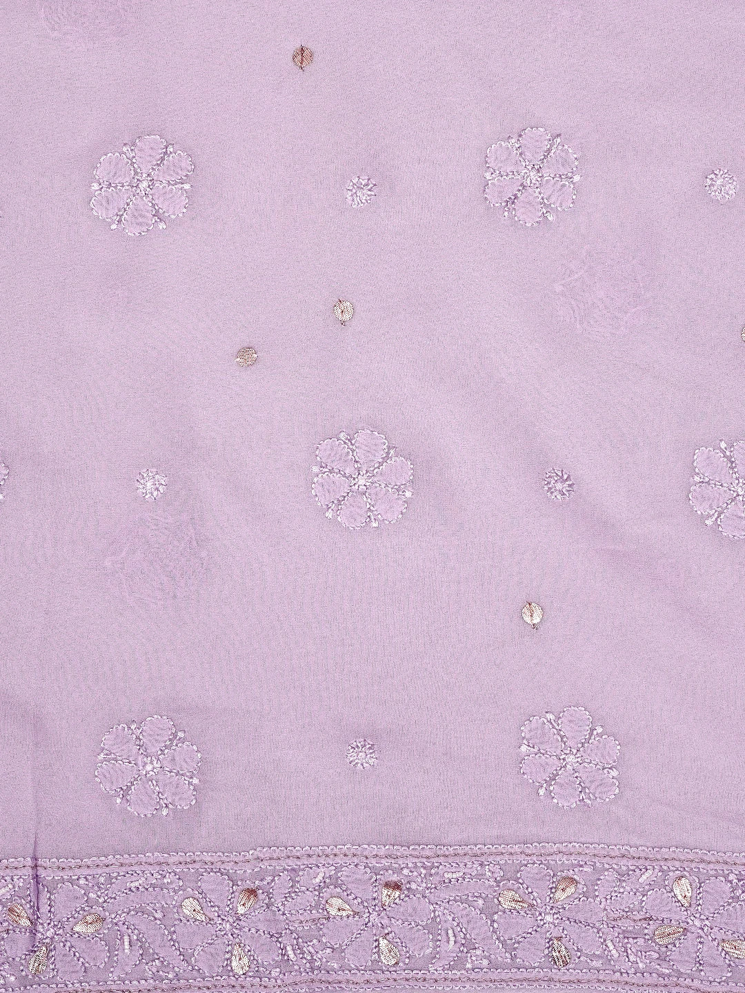 Ada Hand Embroidered Lavender Viscose Georgette Lucknowi Chikankari Unstitched Kurta Dupatta Set With Gota Patti Work 01A962473