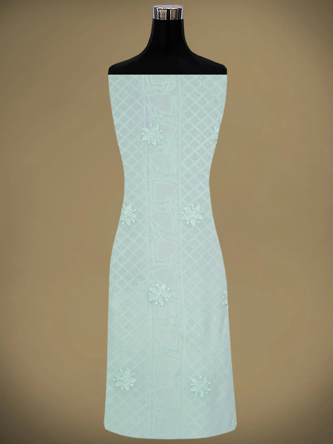 Ada Hand Embroidered Icy Blue Viscose Georgette Lucknowi Chikankari Unstitched Kurta Dupatta Set With Cutdana Work 01A957791